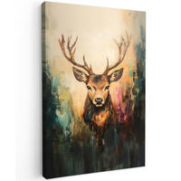 LEINWANDBILD Hirsch - Gemalt - Geweih - Braun 80x120 cm - Haselnussfarben, Textil (80/120cm) - MuchoWow