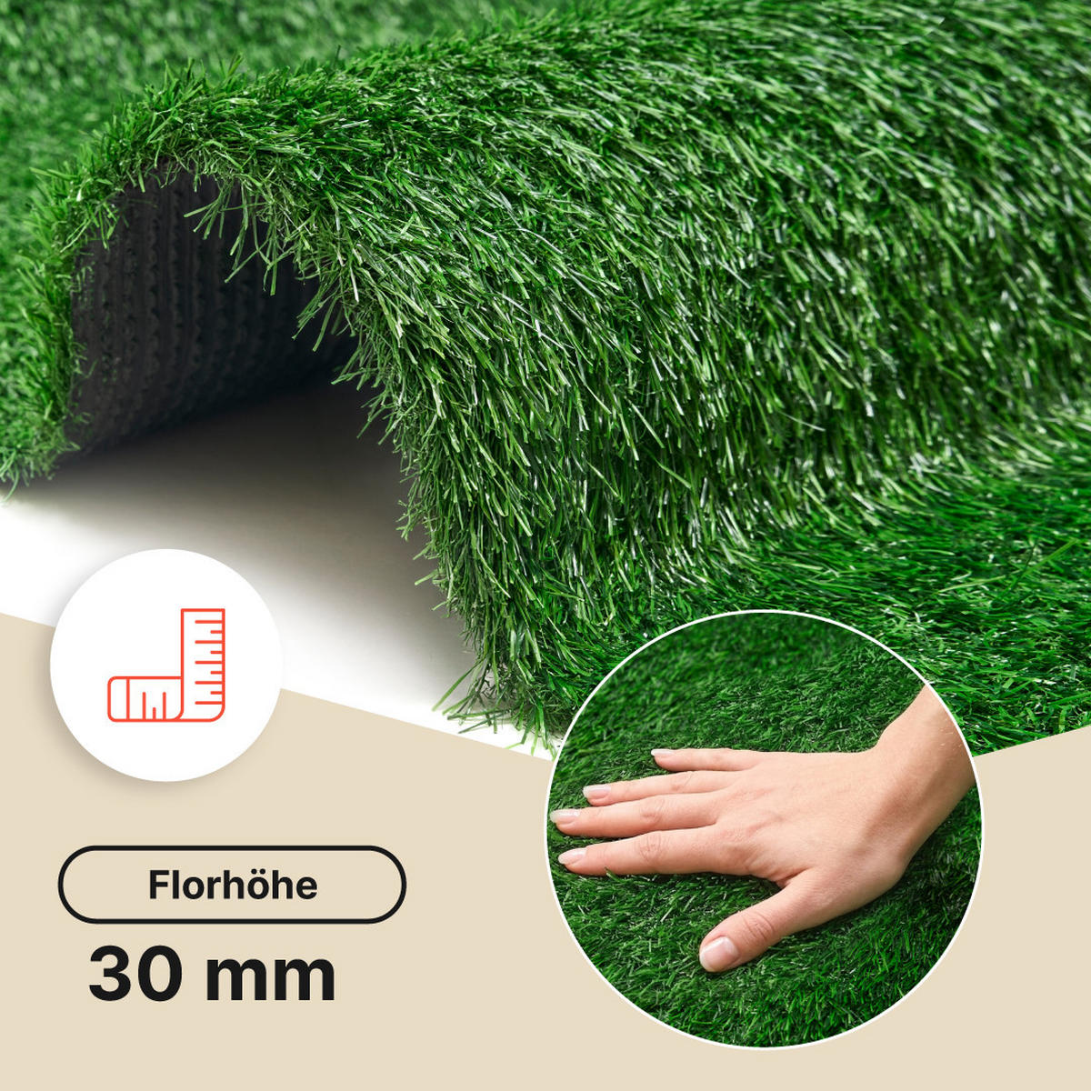 KUNSTRASEN Verde 30 mm – UV-beständig, pflegeleicht, wetterfest für Garten & Terrasse 200/350 cm - Grün, Textil (200/350cm) - Tapiso