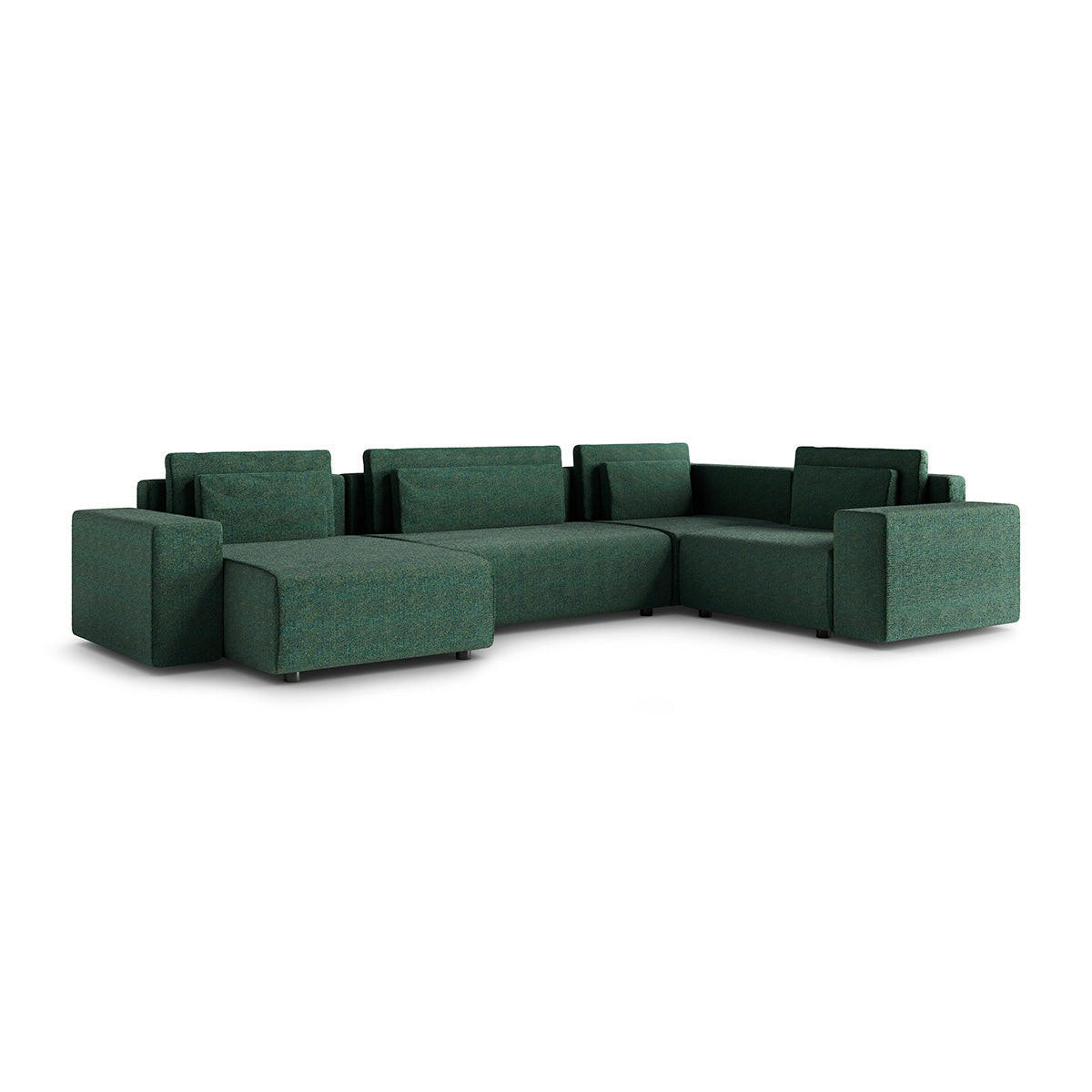 PANORAMASOFA Lorenzo 5 Sitzplätze Grün - Grün, Holz (378/85/236cm) - Petits-meubles