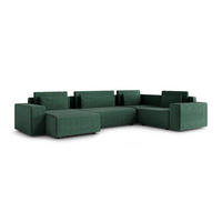 PANORAMASOFA Lorenzo 5 Sitzplätze Grün - Grün, Holz (378/85/236cm) - Petits-meubles