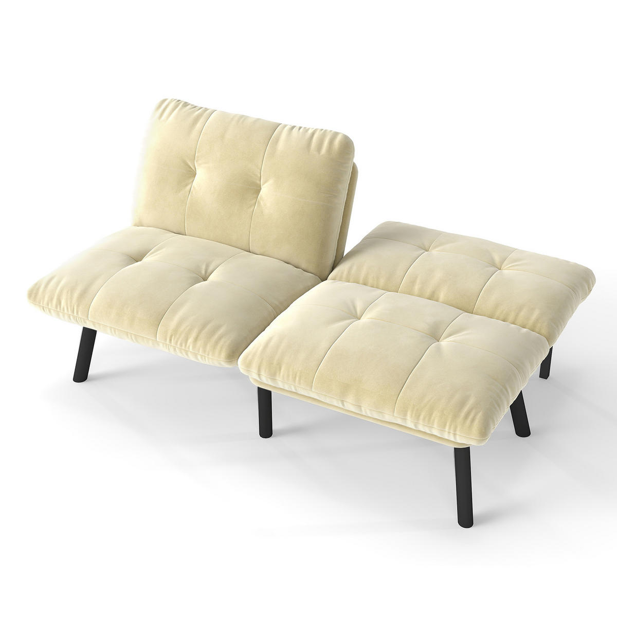 SCHLAFSOFA 160/55/78 cm Creme Samt - Creme, Textil (81/78/160cm) - Oxeza