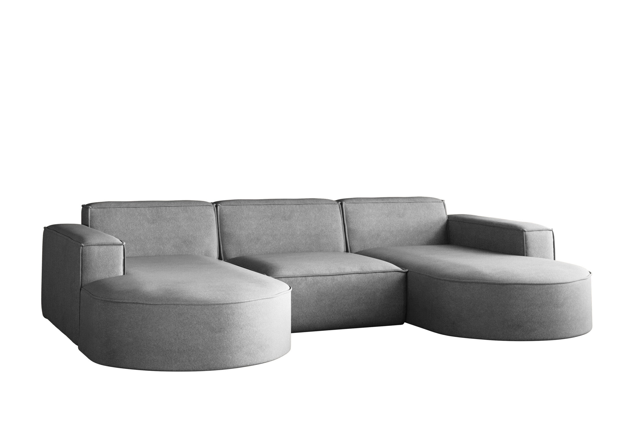 Kaiser Möbel ROHOVÁ SEDAČKA Modena ve tvaru U elegantní a moderní tkanina Salvador Šedá