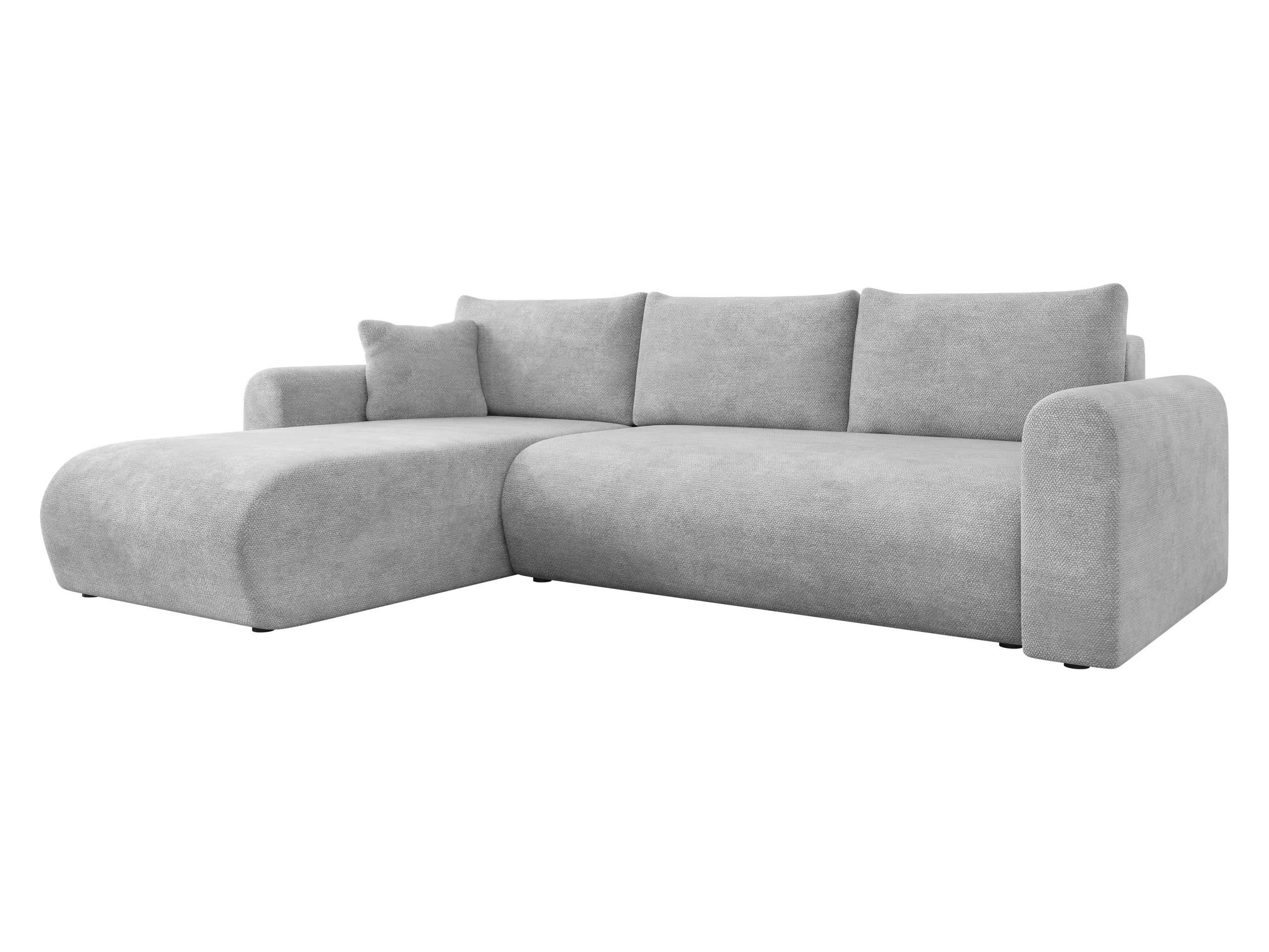ECKSOFA Eliwo - Silberfarben/Schwarz, Holz/Textil (252/158cm) - MIRJAN24