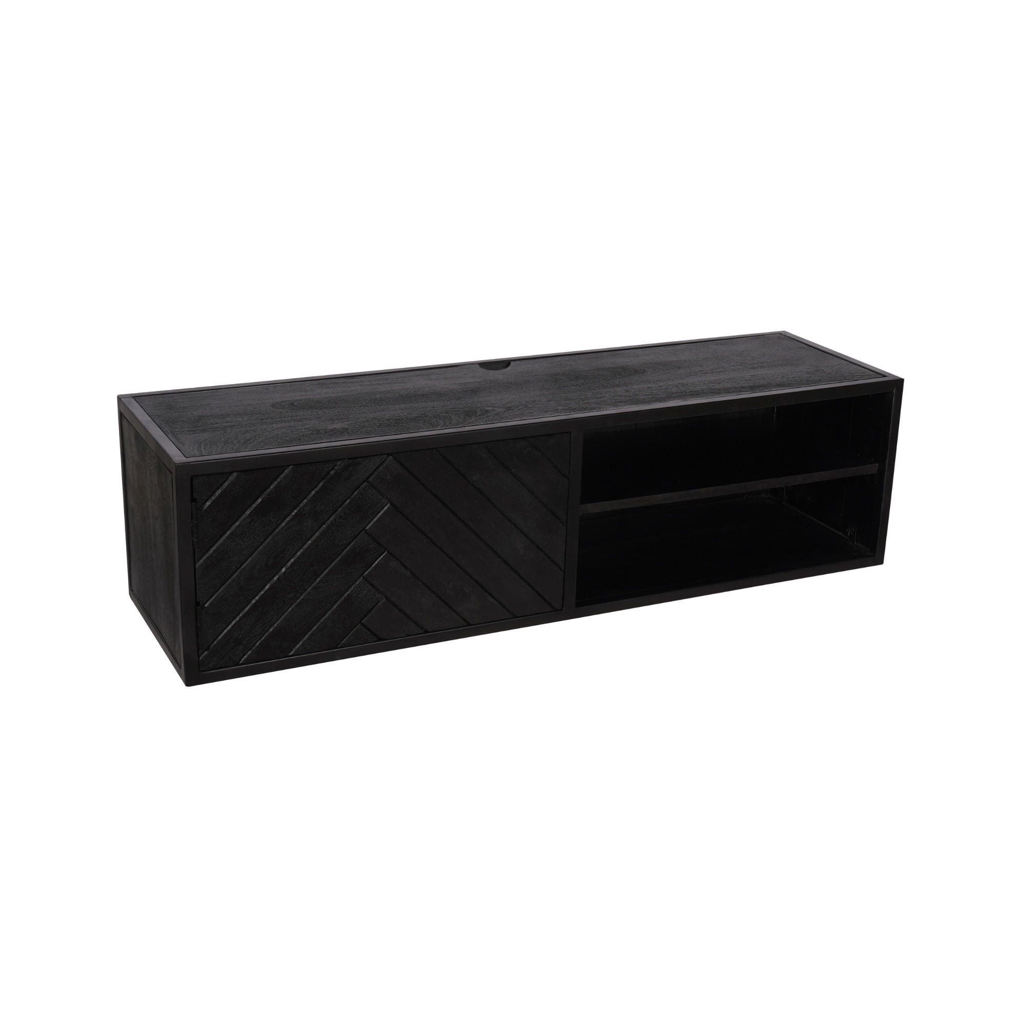 LOWBOARD Cosmopolitan Mangoholz 120 cm / 35 cm Schwarz - Schwarz, Holz (120/33/35cm) - Villa Möbel