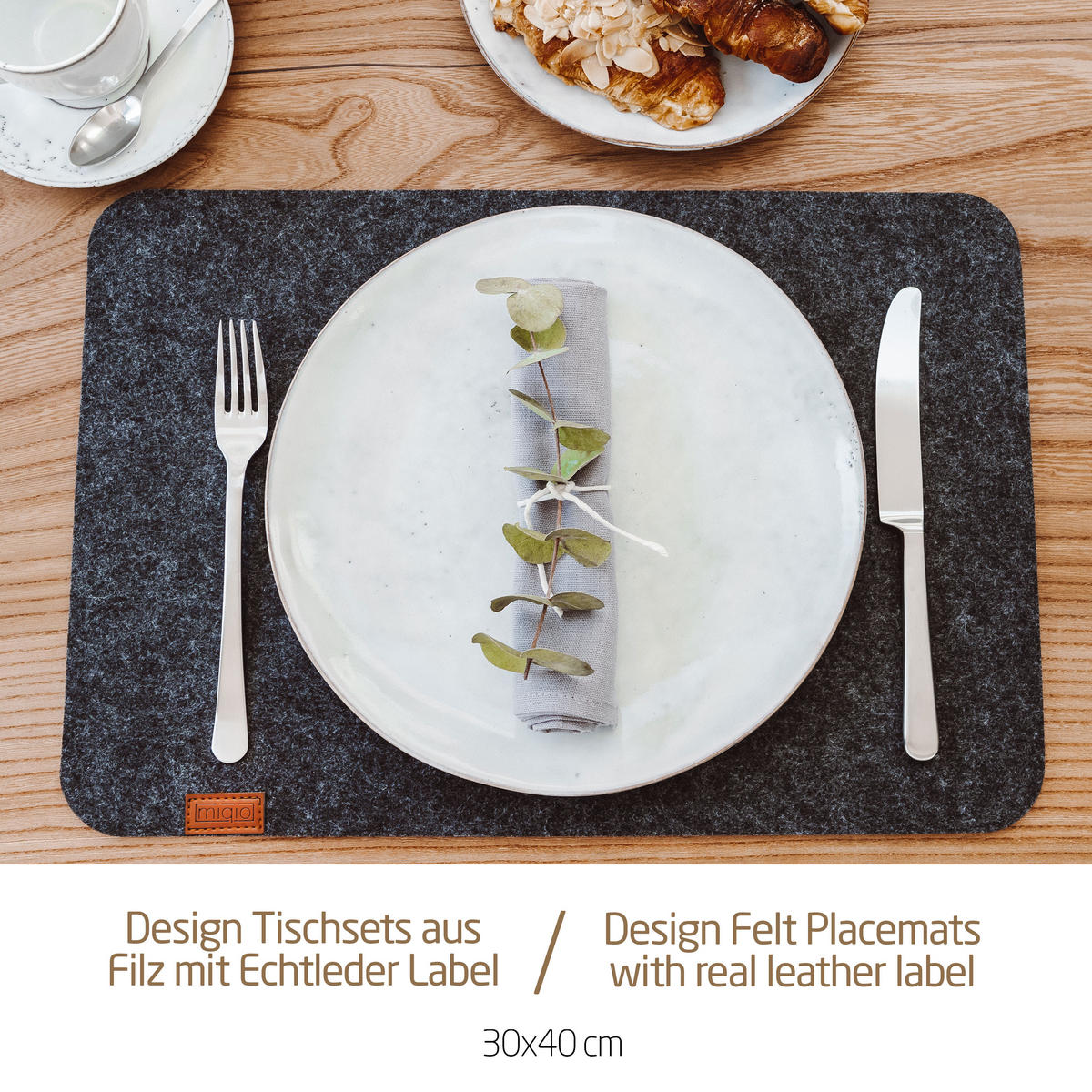 TISCHSETS eckig 4er-Set - Dunkelgrau, Textil (44/45/3cm) - Miqio Design