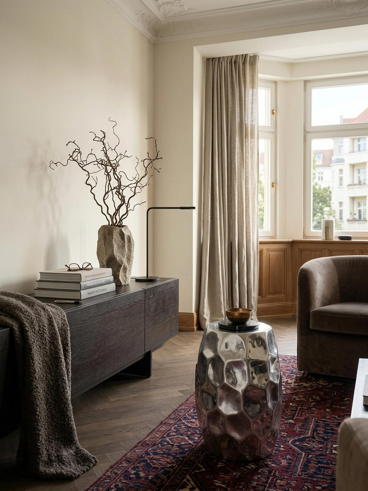 BEISTELLTISCH Aluminium Hammerschlag Pflegeleicht ENNS, Silber 30x30x47 cm - Silberfarben, Metall (30/30/47cm) - KADIMA DESIGN