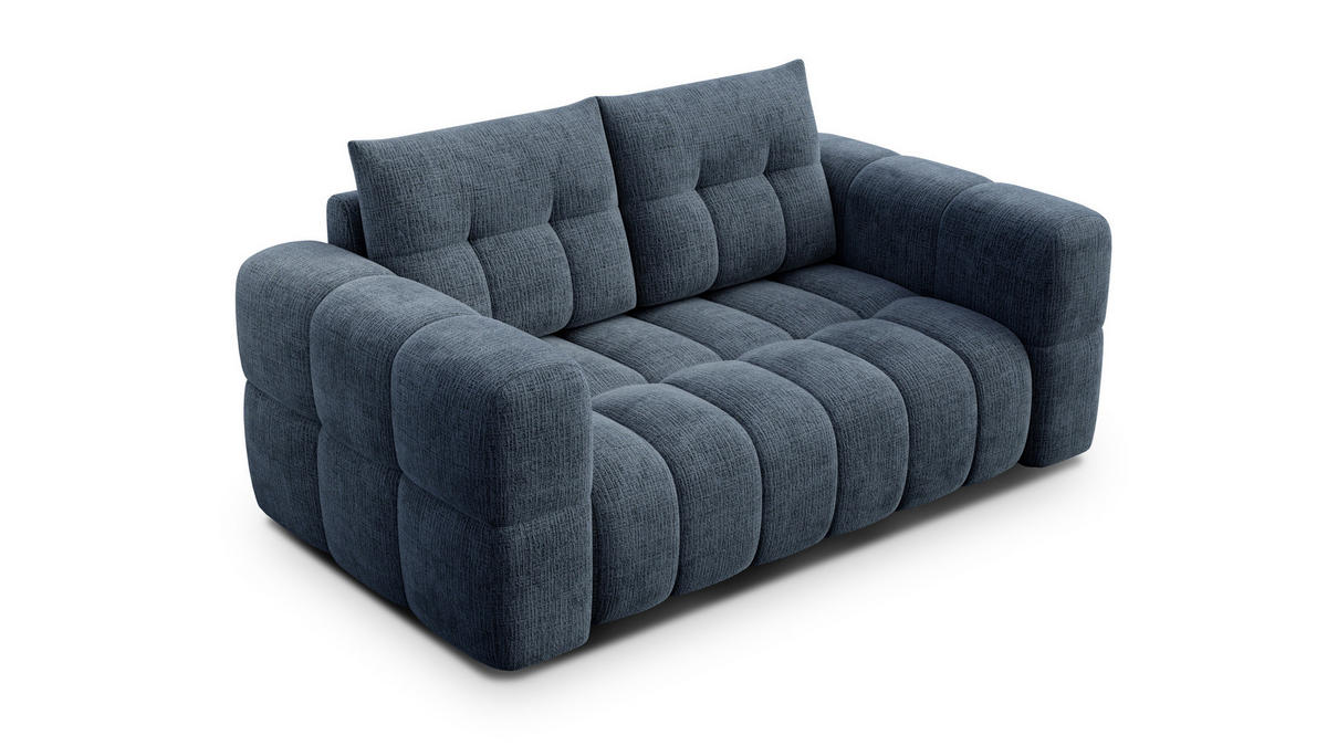 SOFA CLOUDI 2-Sitzer, marineblau - Blau/Schwarz, Holz/Textil (181/89/104cm) - Courtois Laville