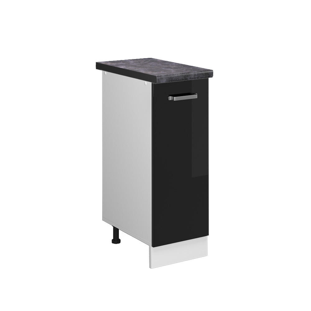 APOTHEKERSCHRANK R-Line Schwarz Hochglanz 30 cm, AP Anthrazit - Schwarz Hochglanz/Schwarz, Holzwerkstoff (30/81.6/60cm) - Vicco