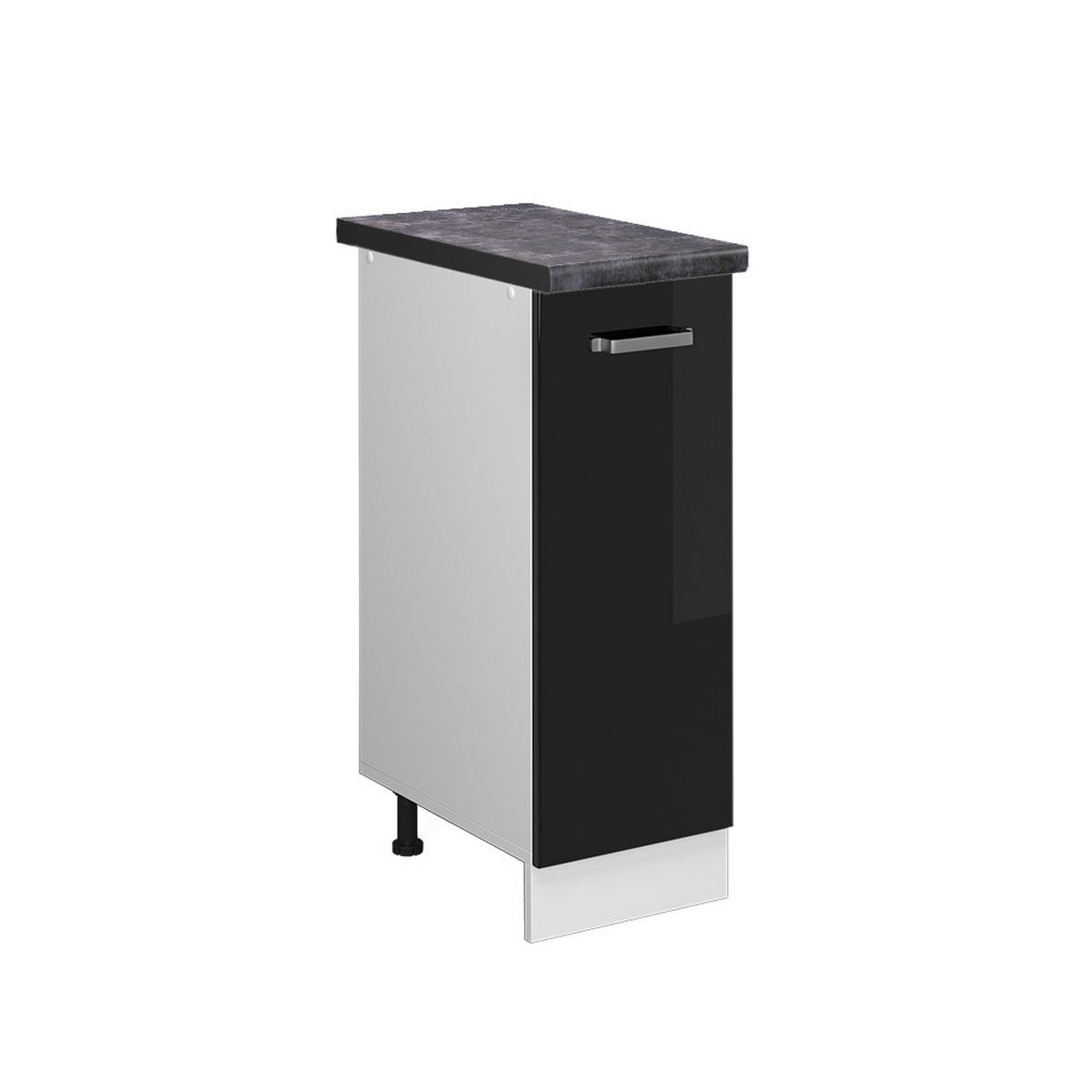 APOTHEKERSCHRANK R-Line Schwarz Hochglanz 30 cm, AP Anthrazit - Schwarz Hochglanz/Schwarz, Holzwerkstoff (30/81.6/60cm) - Vicco