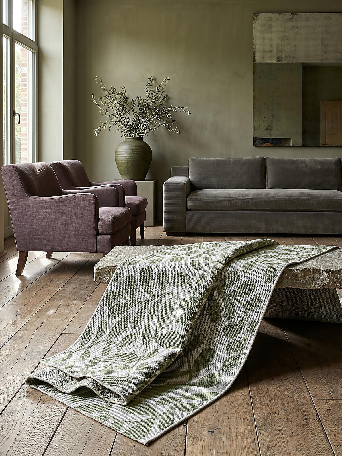 FLACHWEBTEPPICH Floral BORNO Polypropylen Grün 140 x 200 cm - Grün, Textil (140/200cm) - KADIMA DESIGN
