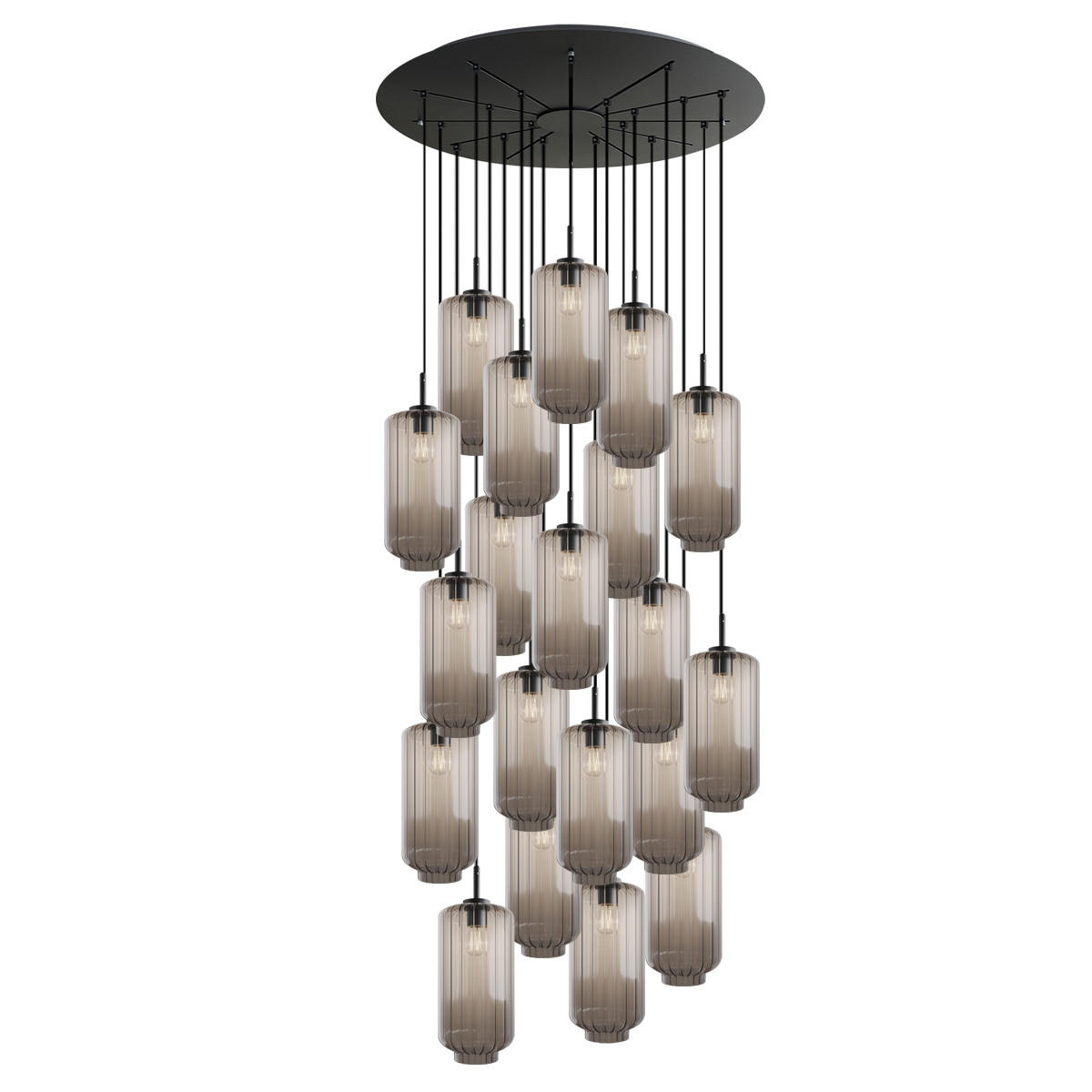 GALERIELEUCHTE Velo 20-flammig Klar Ø 18cm - Klar/Schwarz, Glas (18/18/33cm) - s.luce