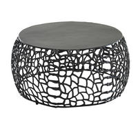 COUCHTISCH Aluminium Rund mit Ast-Struktur, Schwarz 66x66x30 cm - Schwarz, Metall (66/66/30cm) - KADIMA DESIGN
