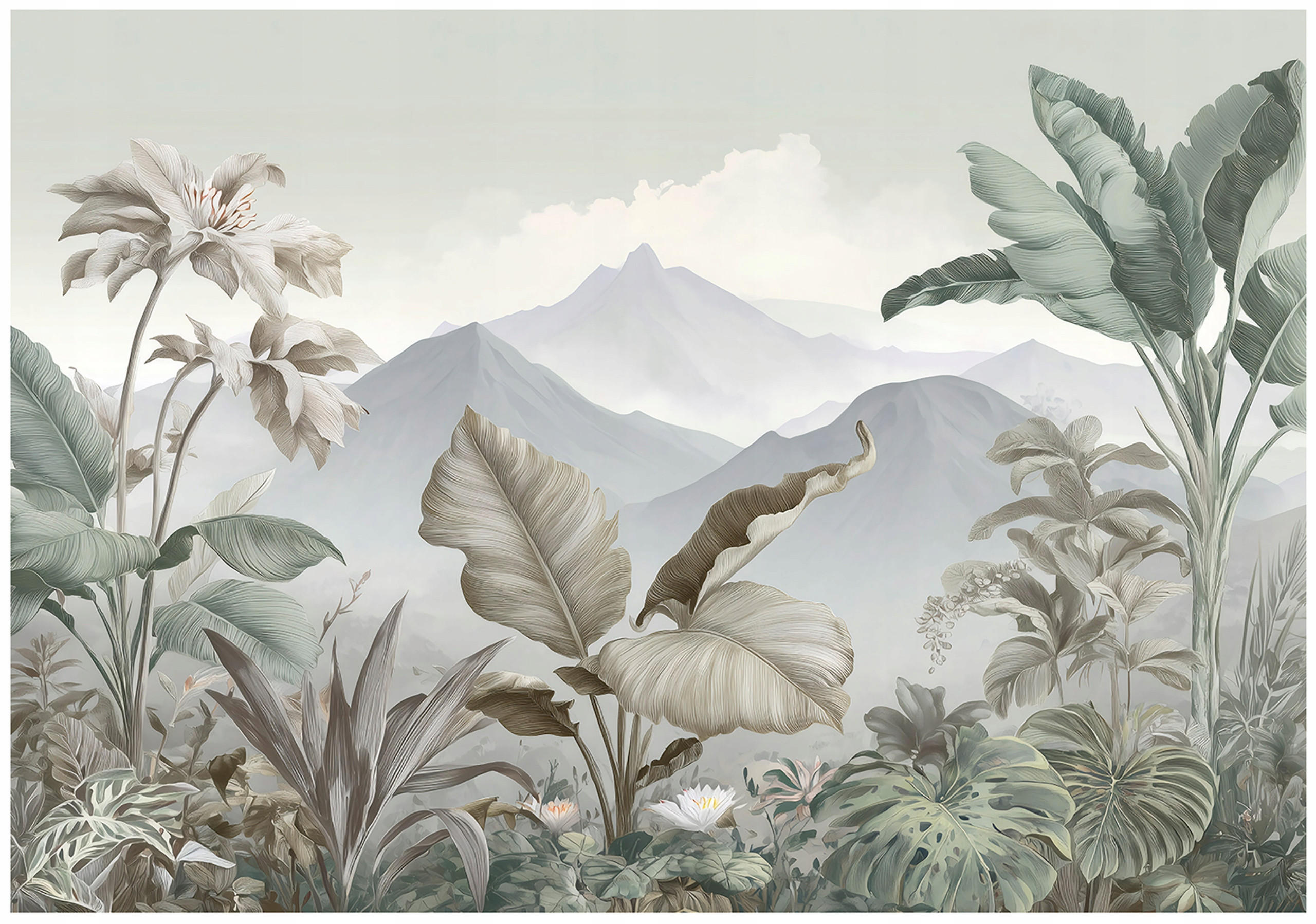 FOTOTAPETE Dschungel Gebirge Grau 300x210 cm - Multicolor, Papier (300/210cm) - Wallarena