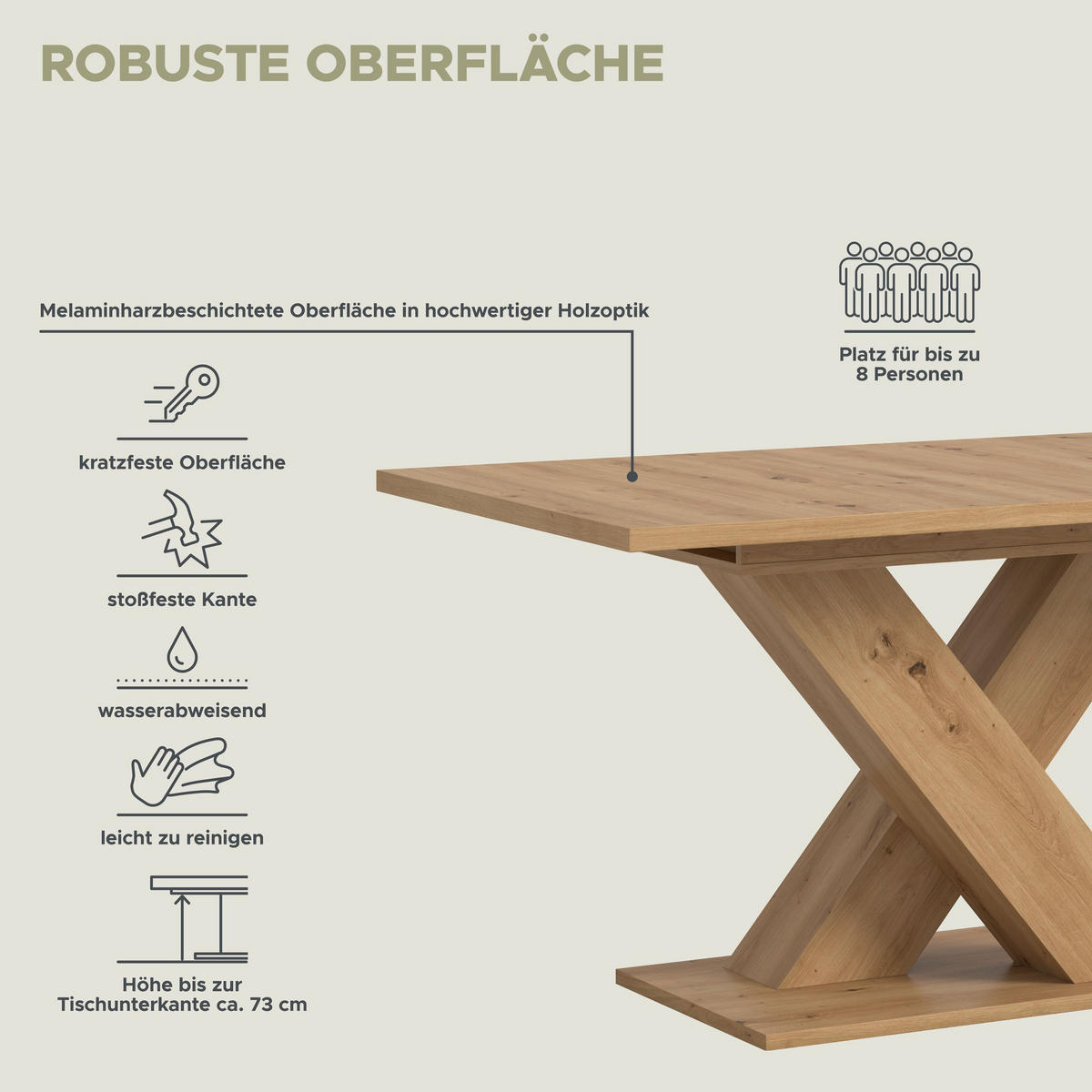 ESSTISCH MOTION (B/H/T: ca. 150/76/90 cm) in Artisan Oak Nachbildung/Artisan Oak Nachbildung - Eiche Artisan, Holzwerkstoff (90/150/76cm)