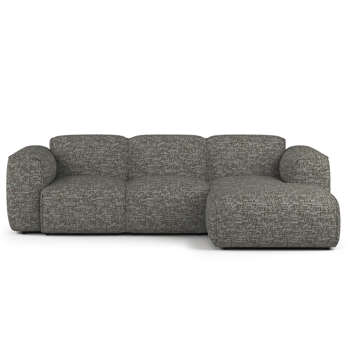 3-SITZER ECKSOFA mit Longchair - Schwarz/Grau, Kunststoff/Textil (251/173cm) - home24
