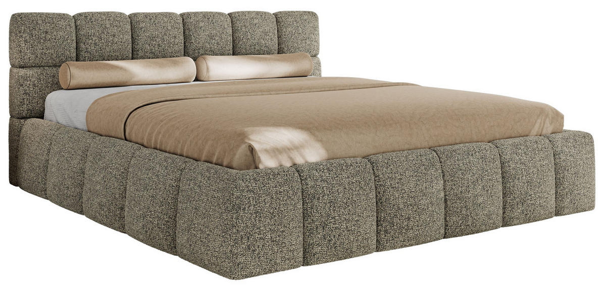 POLSTERBETT NIRA CLASSIC 200/200 - Grau Strukture - Pocket-Matratze - Grau, Textil (200/200cm) - MKS