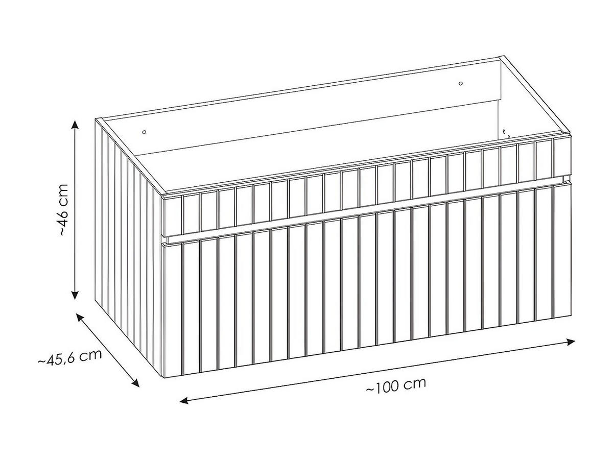 WASCHBECKENUNTERSCHRANK hängend mit Aufsatzplatte - Streifen-Optik - Rosa - 100 cm - SATARA - Pink, Holz (100/46/46cm) - Vente-Unique