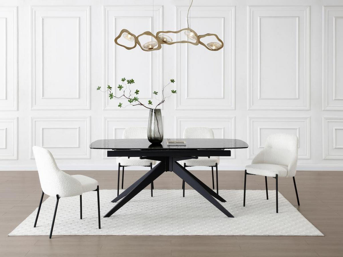 ESSTISCH ausziehbar - 6 bis 10 Personen - Ornamentsicherheitsglas & Metall - Schwarz - LEGRIO - Schwarz, Glas (240/90/76cm) - Vente-Unique