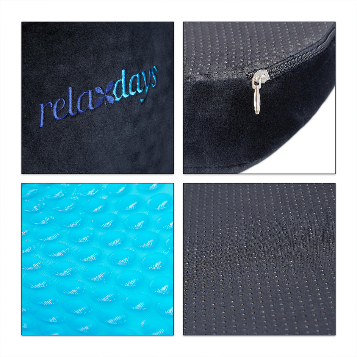 SITZKISSEN - Schwarz, Kunststoff/Textil (36/46/7cm) - Relaxdays