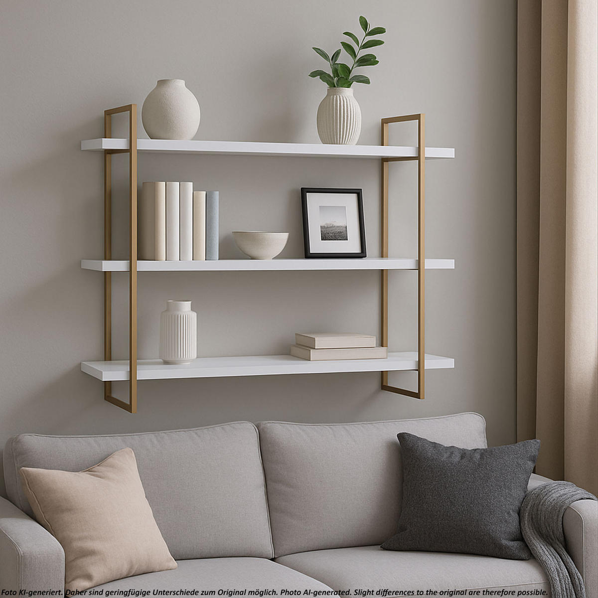 WANDREGAL Weiß, Gold - Goldfarben/Weiß, Holz (60/60/18cm) - MCW