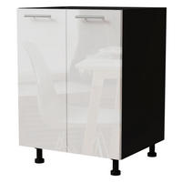 KÜCHENUNTERSCHRANK Essen D11/60 Weiß Hochglanz / Schwarz Matt 60 / 50 / 82cm - Weiß Hochglanz/Schwarz, Holz/Holzwerkstoff (60/82/50cm) - Feldmann-Wohnen