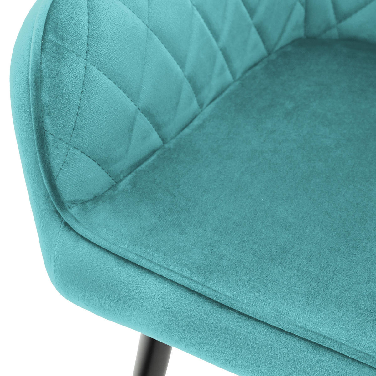 ESSZIMMERSTUHL Samt Türkis 4er Set - Türkis, Textil (63/80/60cm) - ML-DESIGN