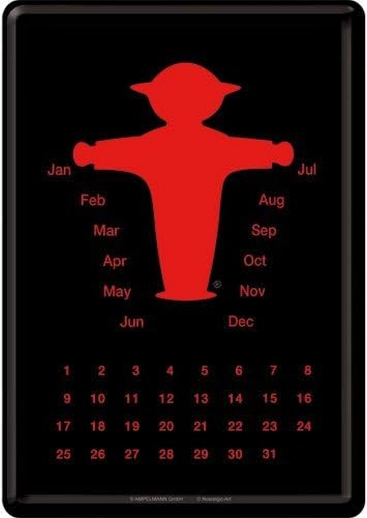 MINIBLECHSCHILD 10/14 cm Tischkalender Ampelmann rot - Multicolor, Metall (10/14/0.1cm) - Nostalgic-Art