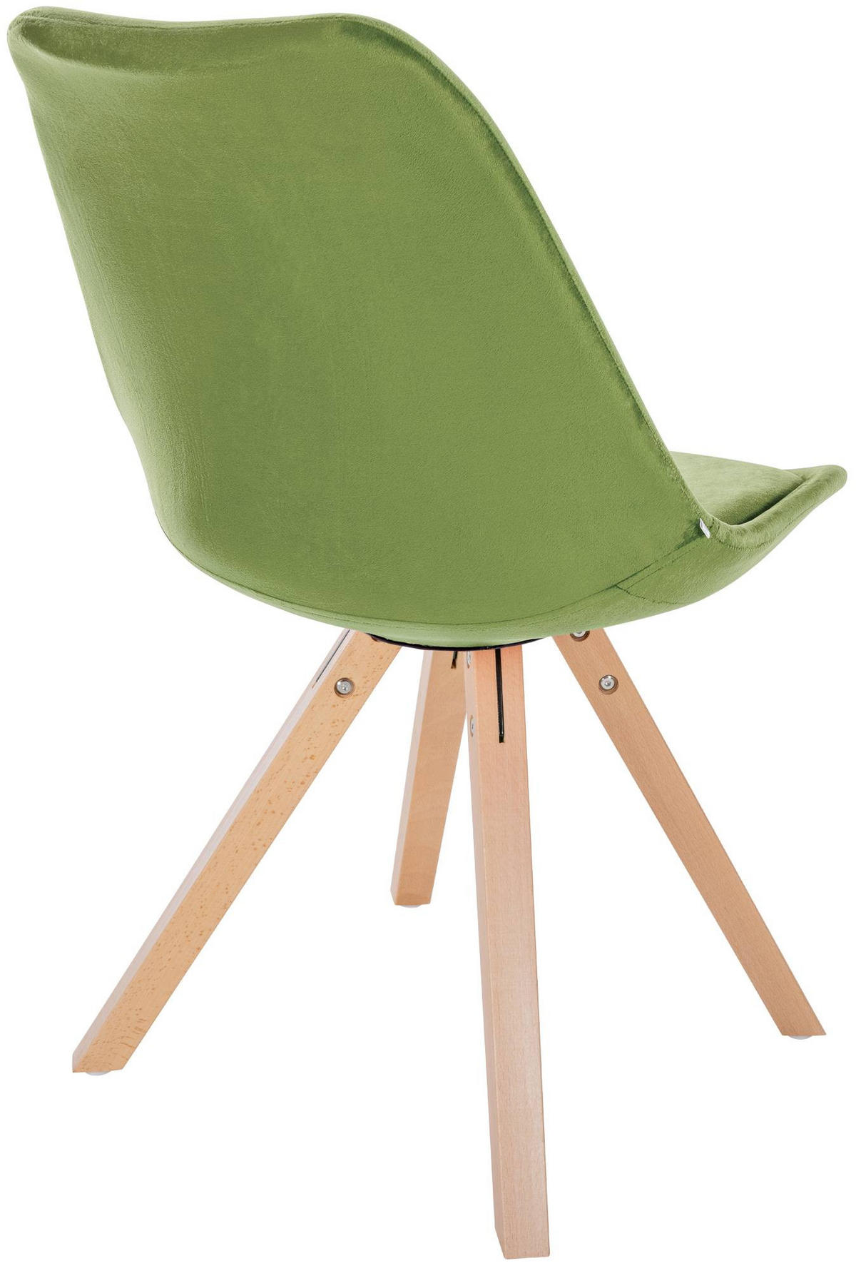 STUHL 4er Set Samt hellgrün - Naturfarben/Hellgrün, Holz/Textil (48/81/54cm) - CLP