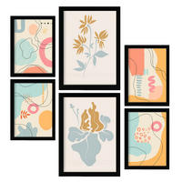 POSTER Set Mit 6 Ethikstile 2 In Blume Zusammenfassung Ästhetische Dekorative Gemälde Für Ihr Wohnzimmer Schlafzimmer Zuhause A3 & A4 Schwarzer Rahmen - Schwarz, Papier (29/3cm) - Nacnic