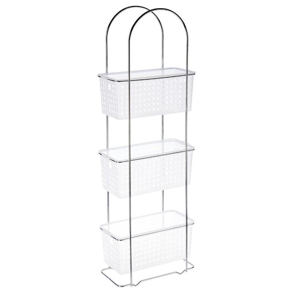 BADREGAL Regal für Utensilien - 3 Ebenen 14,5/28/84 cm - Weiß, Kunststoff (28/84/14.5cm) - 5five Simply Smart