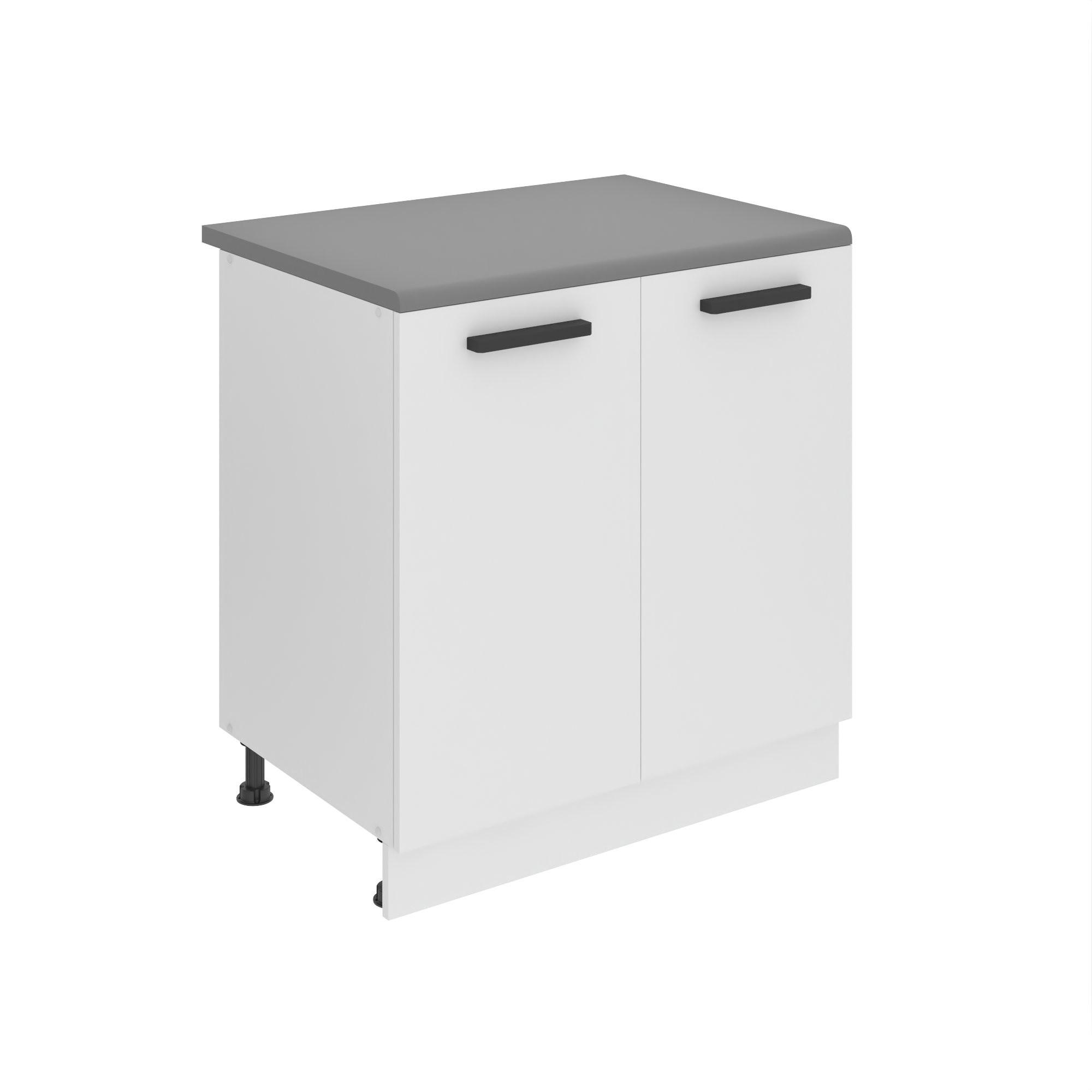 KÜCHENUNTERSCHRANK 80 cm SD, mit Arbeitsplatte, mit 2 Türen, Weiß matt - Weiß, Holz (80/85/51.6cm) - B BELINI GROUP