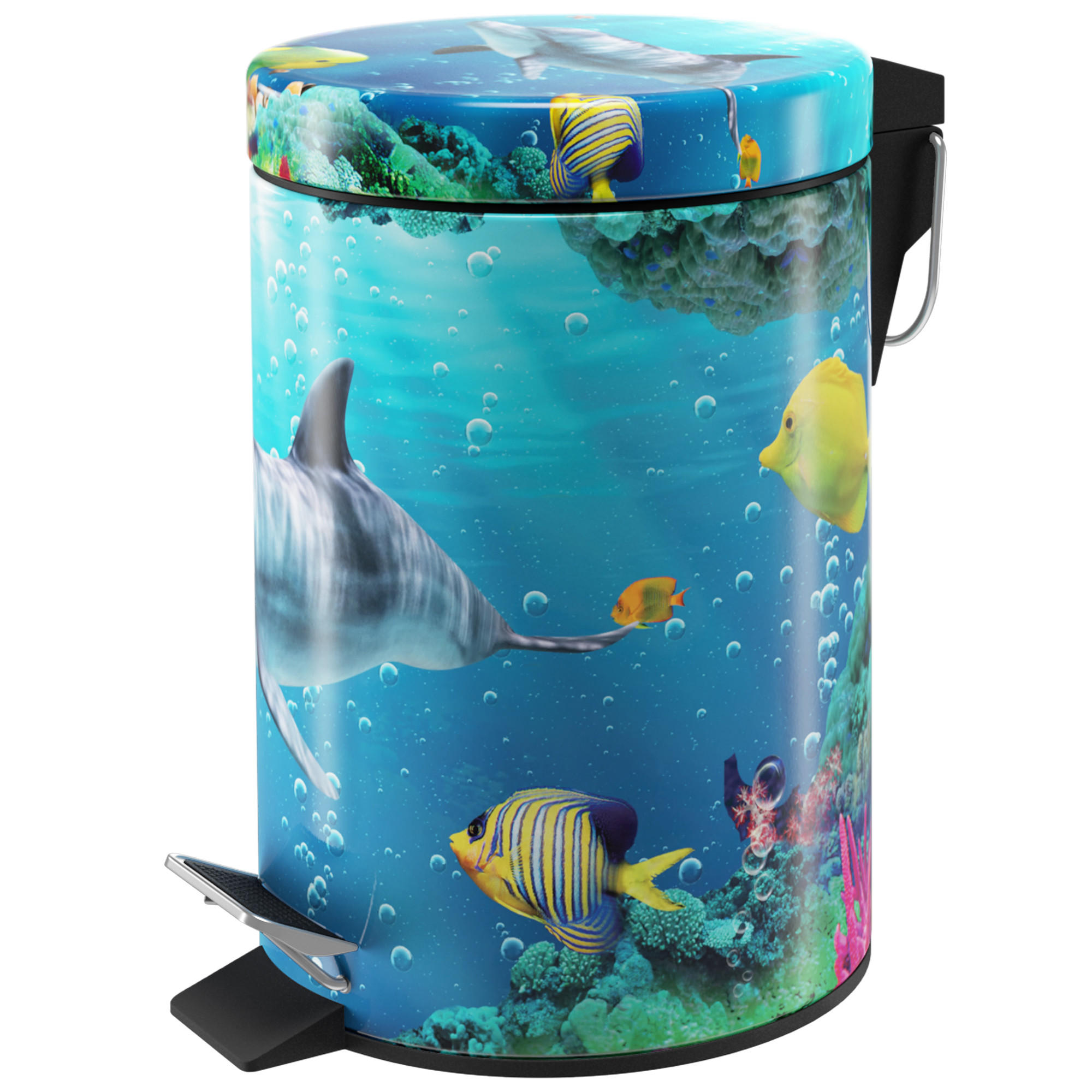 KOSMETIKEIMER Delphin Korallen - Türkis/Blau, Kunststoff/Metall (17/25/25cm) - Sanilo