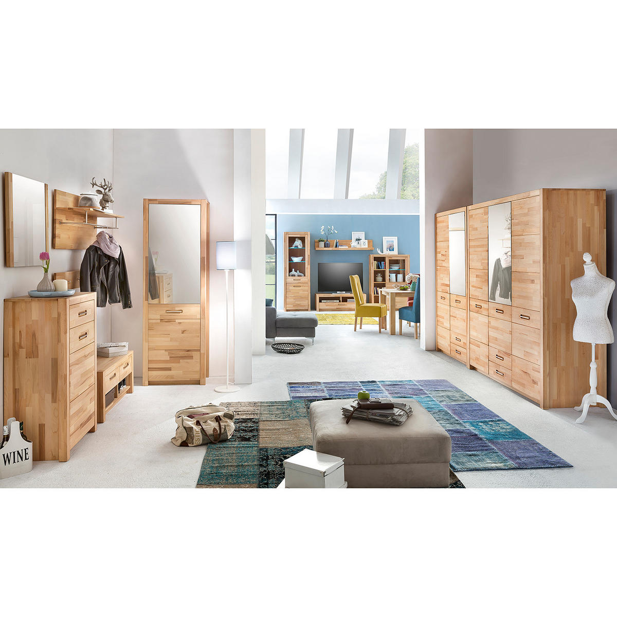 KOMMODE - Silberfarben/Kernbuche, Holz/Metall (66/112/40cm) - home24