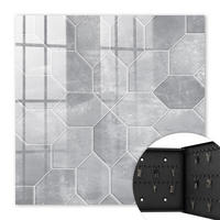SCHLÜSSELBOX Schwarz 30x30 cm- Türöffnung nach rechts - Graue Geometrie - Grau, Metall (30/30/5cm) - TULUP