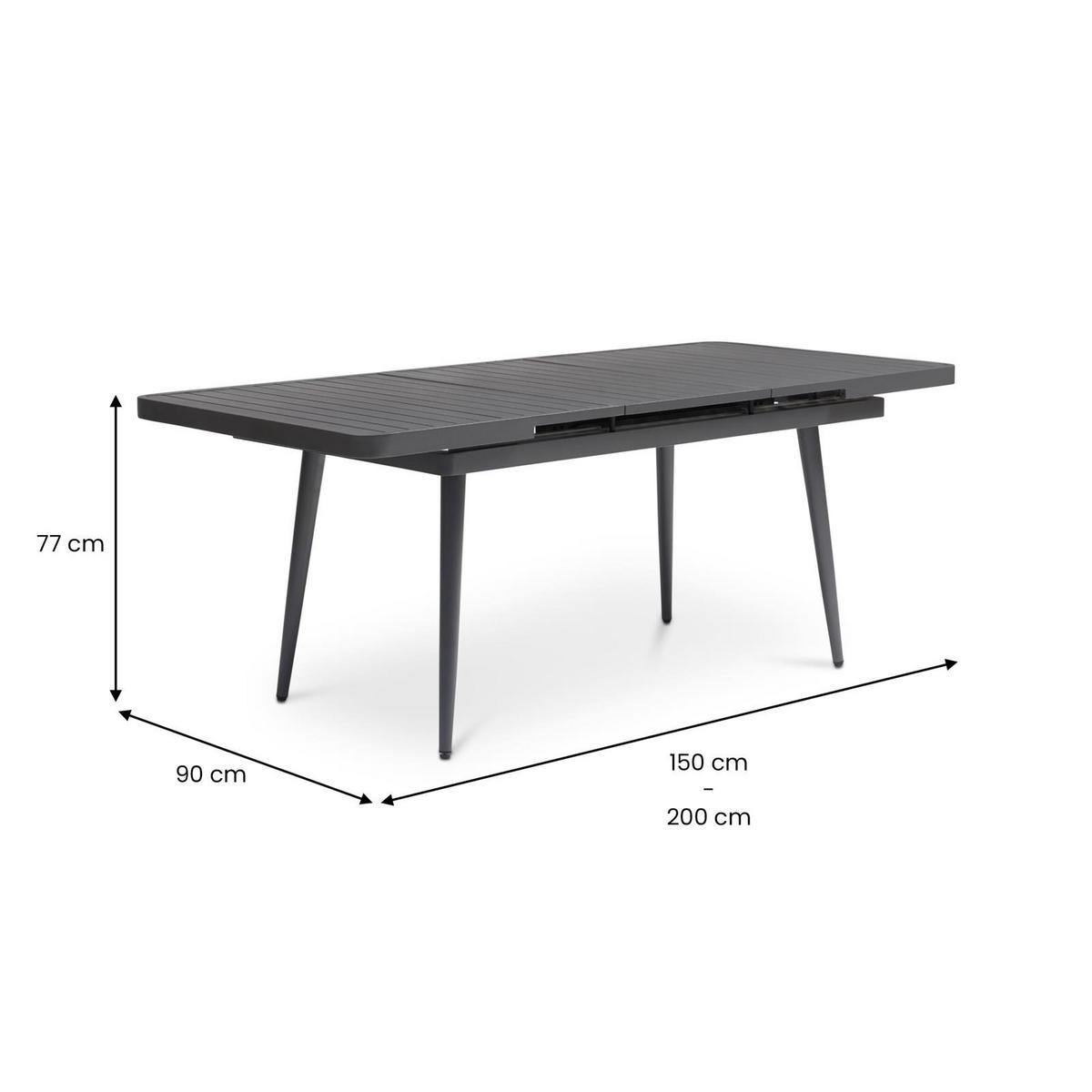 GARTENMÖBEL SET SUNNY 7er Set grau, schwarz - Grau, Metall - IDIMEX