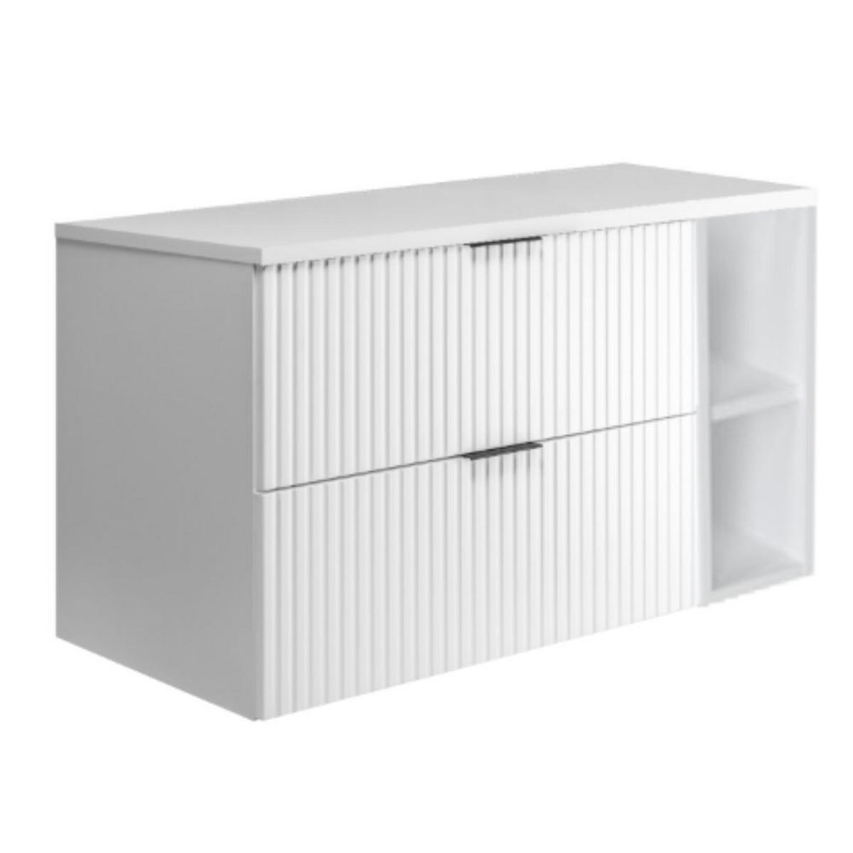 WASCHBECKUNTERSCHRANK FLOW mit Regal Weiß matt 100/57/46 cm - Weiß, Holzwerkstoff (100/57/46cm) - Rodan