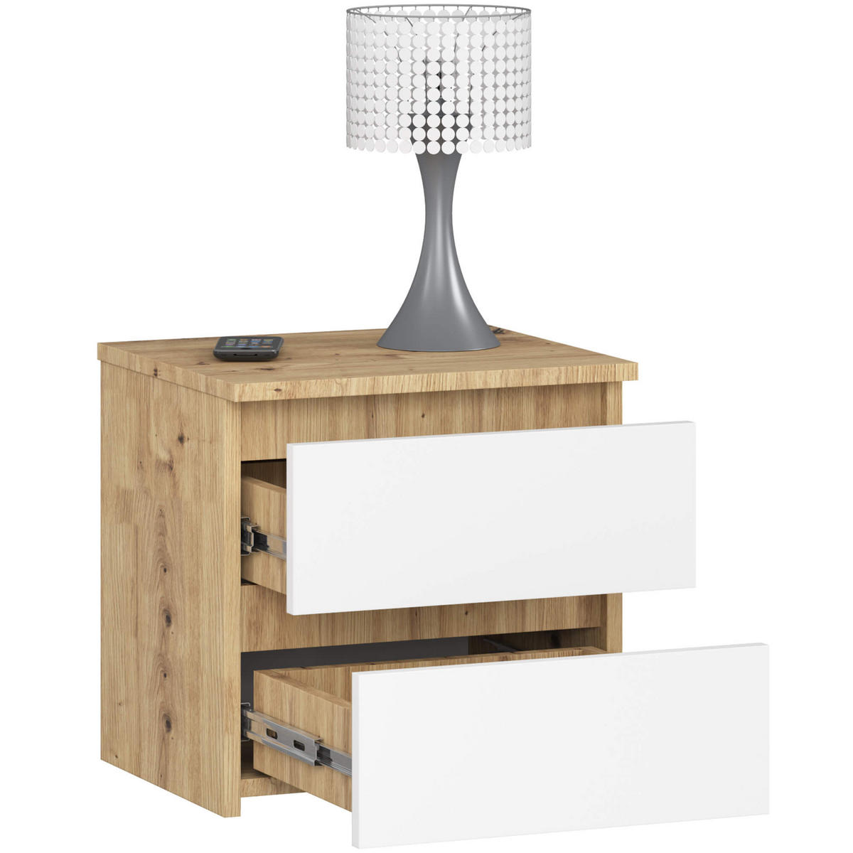 NACHTTISCH Eiche Artisan, Weiß 40/40/35 - Eiche Artisan/Weiß, Holzwerkstoff (40/40/35cm) - RAUMHIRSCH FURNITURE