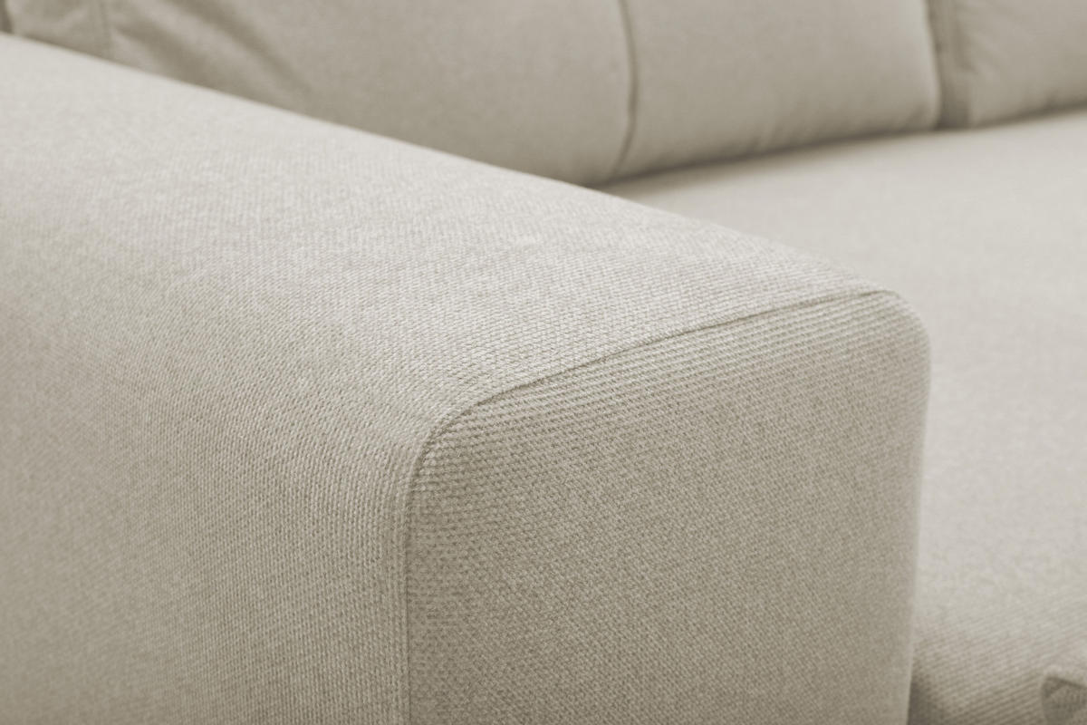 ECKSOFA AVRA L-förmig, mit Stauraumbehälter-in RINO-Stoff, Komfort & Eleganz, lose Rückenkissen, freistehend, RECHTS 251x165x85 cm Beige - Beige, Holz/Textil (251/165cm) - DomoHome