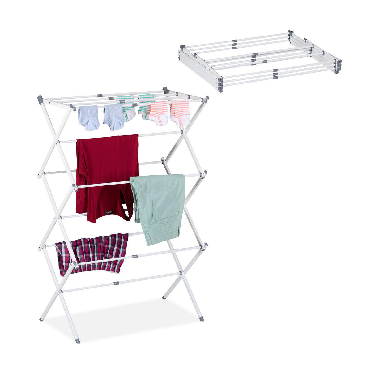 STOJAN na prádlo - biela, kov/plast (73/105/37cm) - Relaxdays
