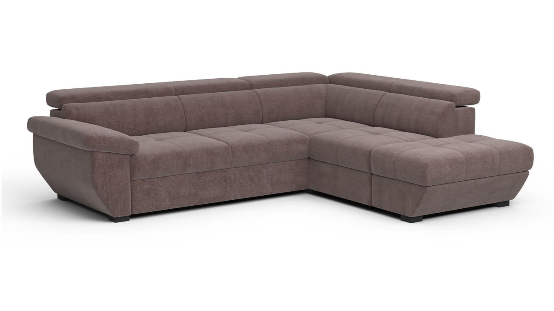 ECKSOFA mit Schlaffunktion und Bettkasten, verstellbare Kopflehnen - Taupe/Schwarz, Kunststoff/Textil (224/262cm) - Cotta