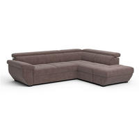 ECKSOFA mit Schlaffunktion und Bettkasten, verstellbare Kopflehnen - Taupe/Schwarz, Kunststoff/Textil (224/262cm) - Cotta