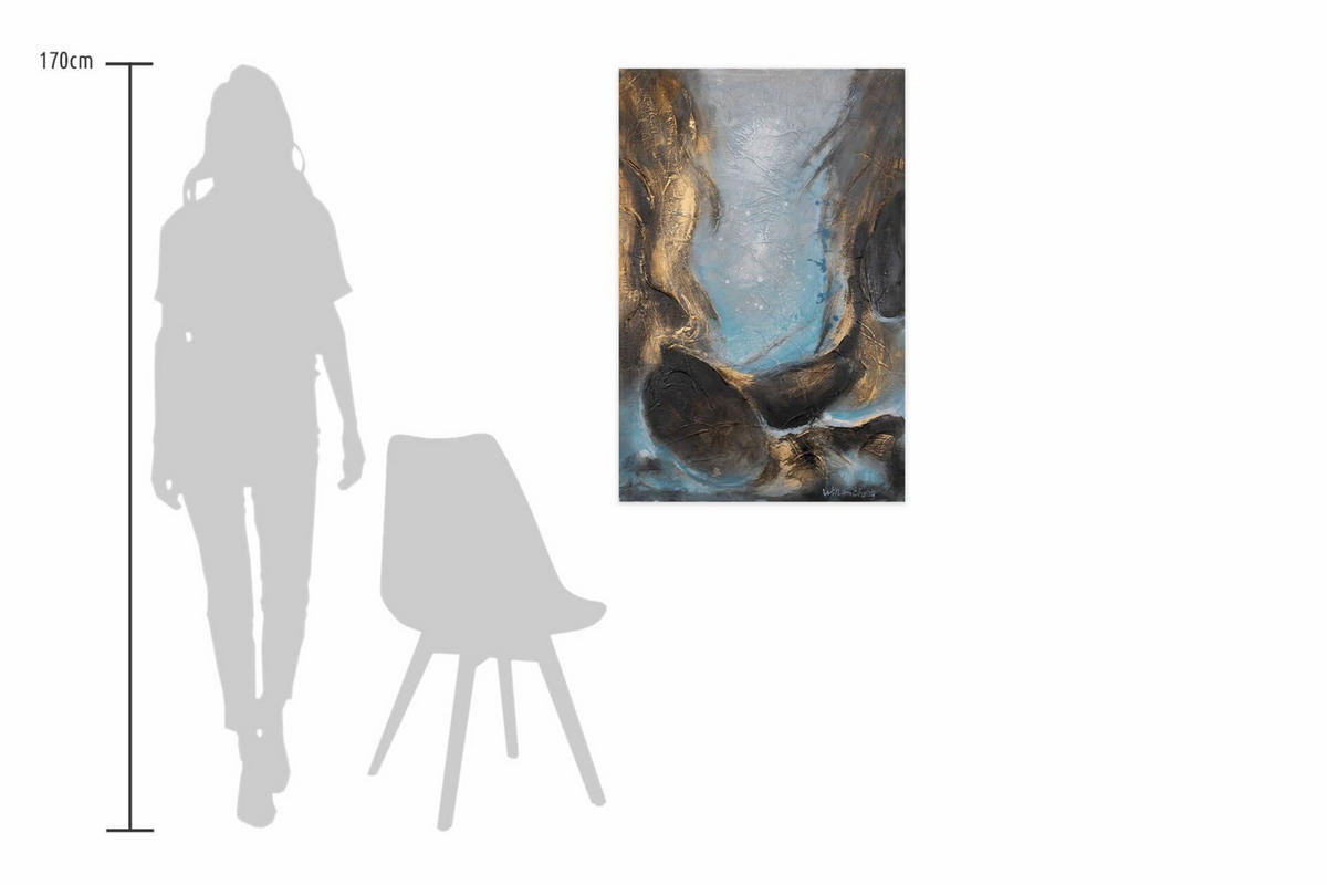 ACRYLBILD HANDGEMALT 60/90 cm - Blau, Holz/Textil (1.8/90cm) - KUNSTLOFT
