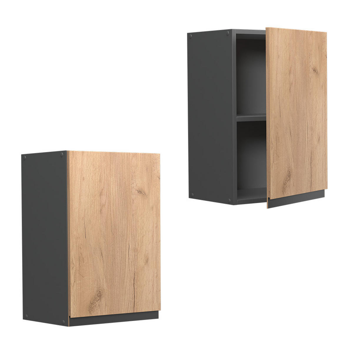 HÄNGESCHRANK R-Line Goldkraft Eiche 40 cm J-Shape - Anthrazit/Eiche Wotan, Holzwerkstoff (40/60/31cm) - Vicco