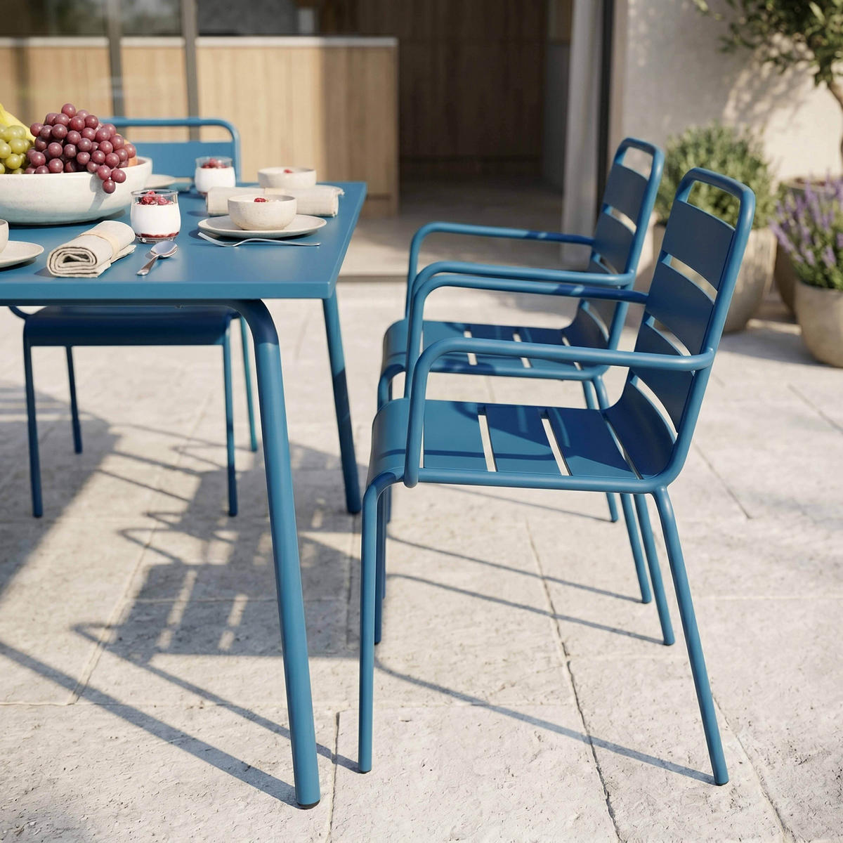 GARTENSET 9-tlg., Pazifikblau - Blau, Metall - Oviala