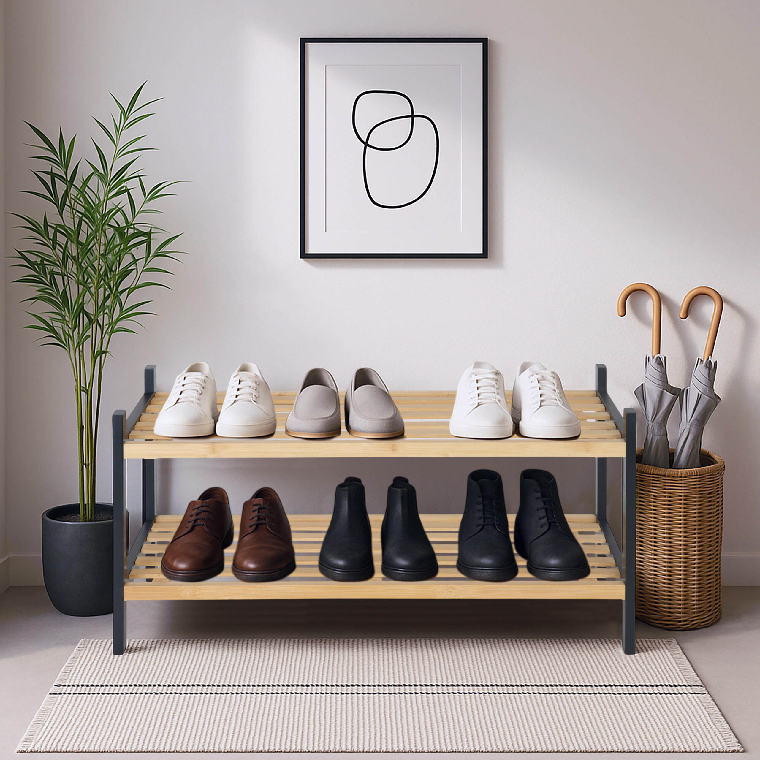 SCHUHREGAL - Hellbraun, Holz (70/33/26cm) - Relaxdays