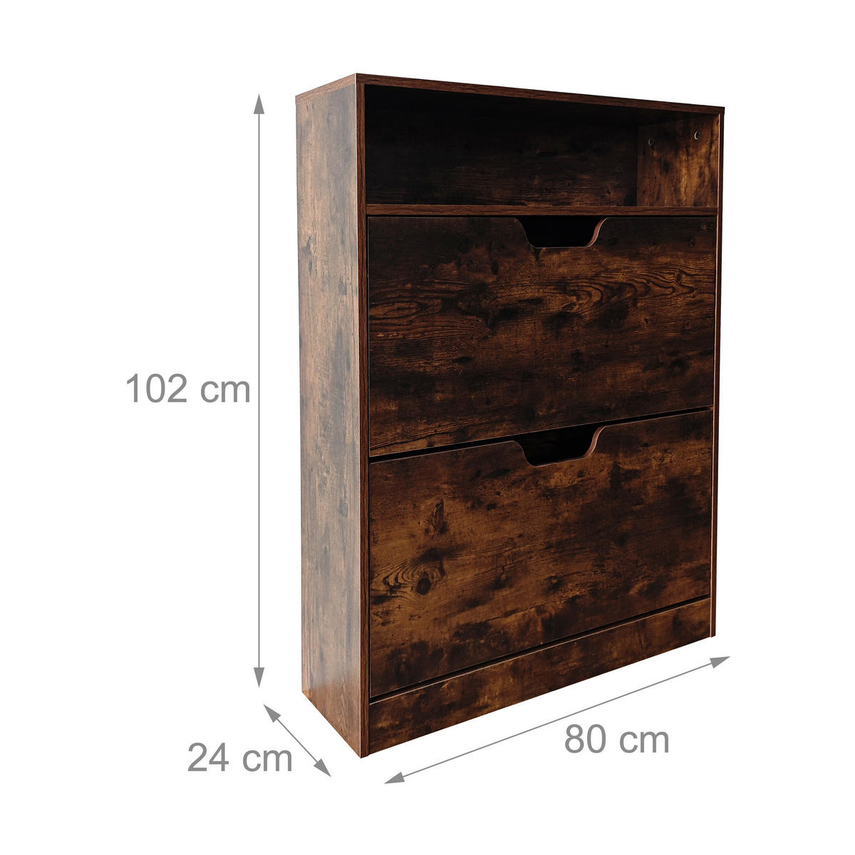 SCHUHSCHRANK - Dunkelbraun, Holzwerkstoff/Kunststoff (80/102/24cm) - Relaxdays