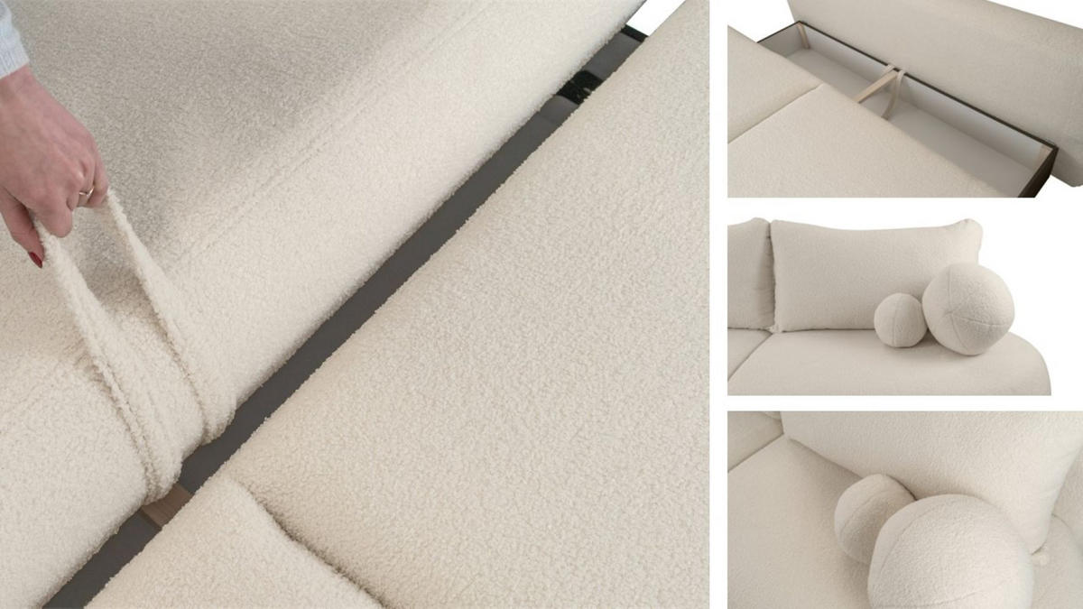 SCHLAFSOFA Mit Bettkasten Fabo, Stoff Quelle Hellbeige - Creme, Holz/Textil (240/90/90cm) - Kaiser Möbel