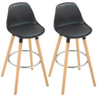 BARHOCKER 2er-Set DE-14790 gepolstert mit Buchenholzgestell Schwarz - Schwarz, Holzwerkstoff (43/91/43cm) - ComfortXL