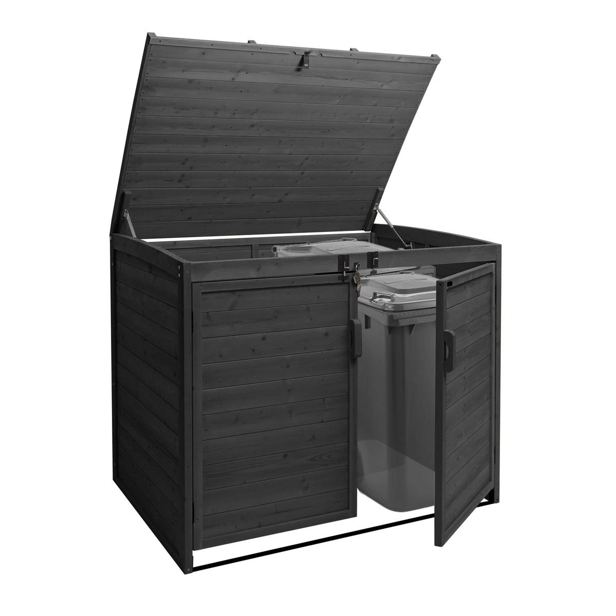 2ER-/4ER-MÜLLTONNENVERKLEIDUNG Anthrazit - Anthrazit, Holz (137/120/104cm) - MCW