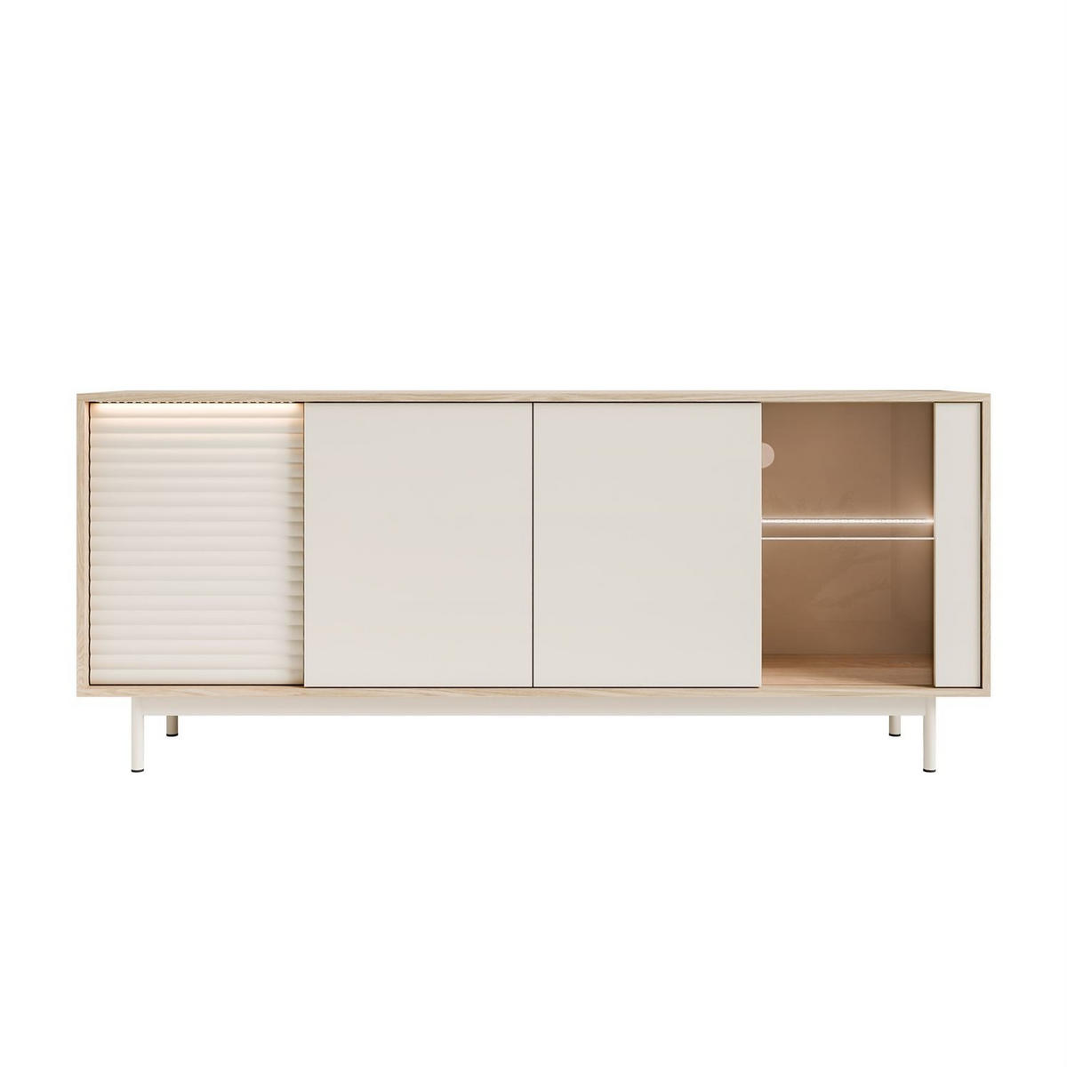 KOMMODE FLORENCE 3D1W mit LED-Beleuchtung - Kaschmir, Holzwerkstoff (184/77/40cm) - Lookway